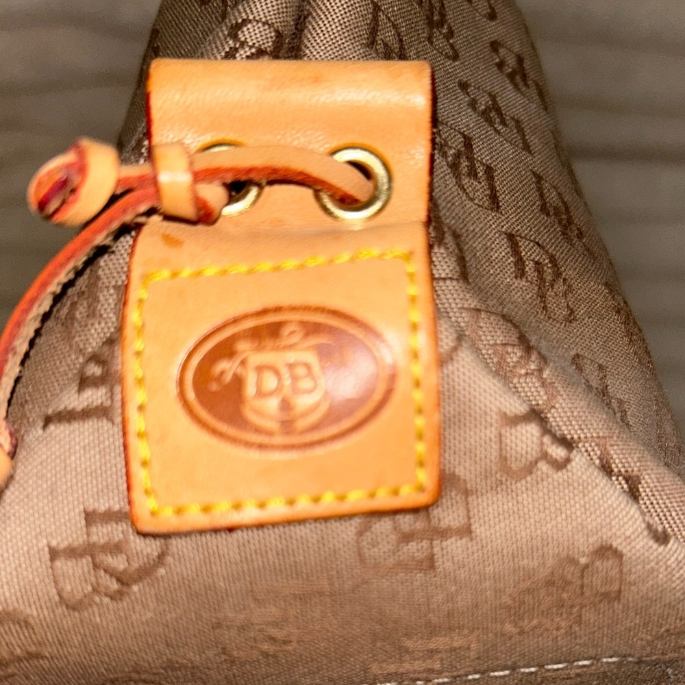 Dooney & Bourke Brown Monogram Tote with Tassel - Picture 11 of 13